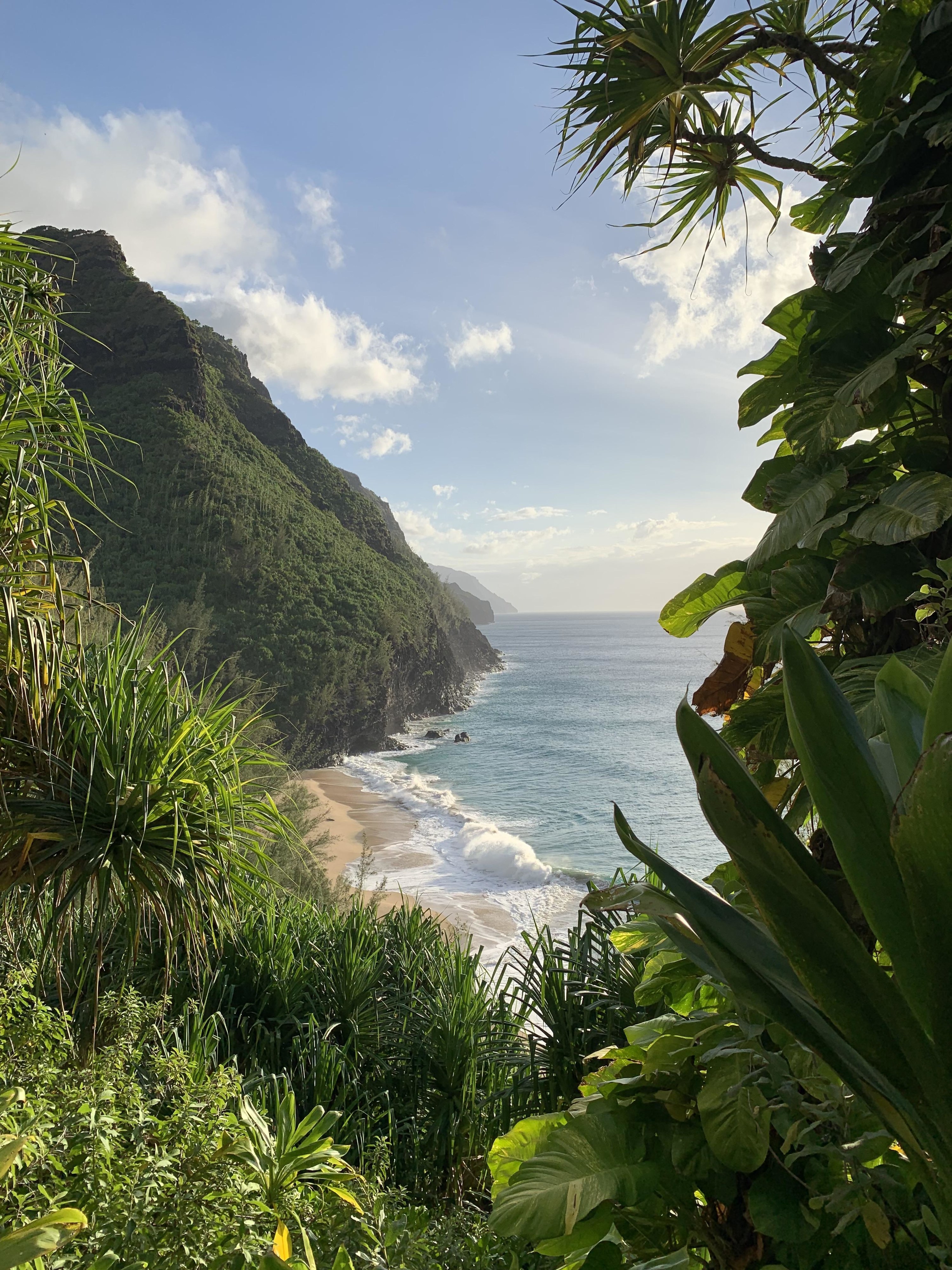 A hike with ocean views in Kauai