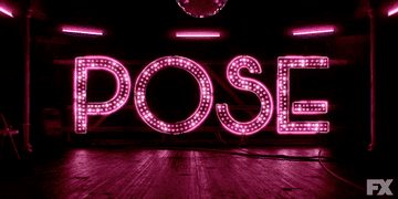 The title card for the show &quot;Pose&quot; sees the title in lights before glitter explodes around it