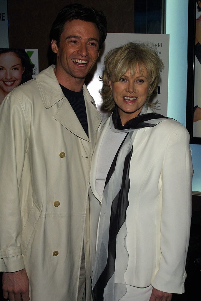 Hugh Jackman and Deborra-Lee Furness wearing all white