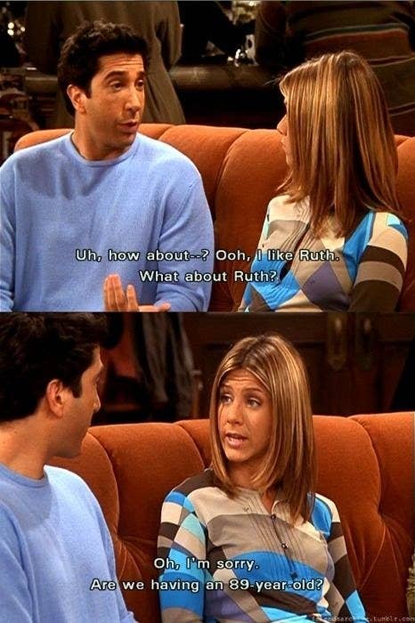 Rachel and Ross fighting about the name &quot;Ruth&quot; for their baby