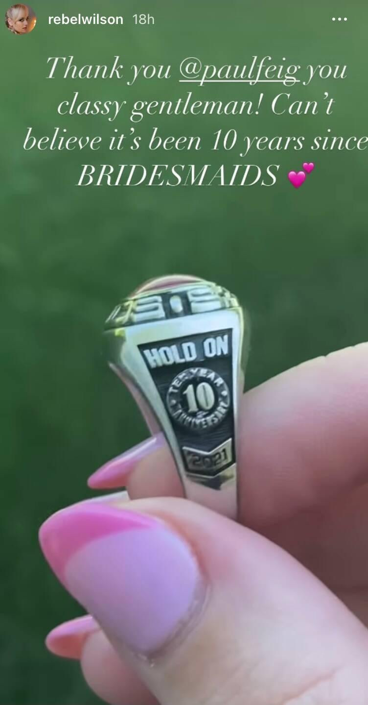 The ring that Paul Feig gave the Bridesmaids cast