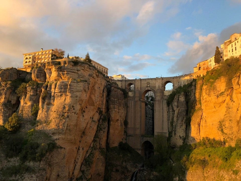 Sunset over Puente Nuevo in Ronda, Spain