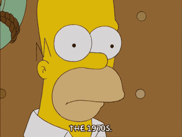 Homer Simpson looks sad as he remembers the 1970s