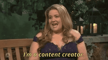 GIF of Aidy Bryant saying &quot;I&#x27;m a content creator&quot; on SNL