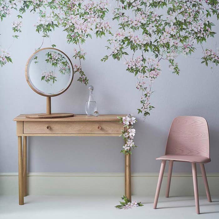 the dusty blue mural wallpaper