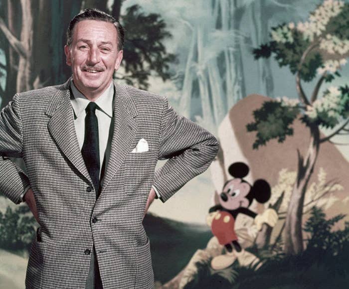 Walt Disney posing for a portrait with Mickey Mouse; Jack from &quot;30 Rock&quot; telling Liz Lemon: &quot;&#x27;Go to Disneyland?&#x27; Lemon, I&#x27;ve held Walt Disney&#x27;s frozen head in my hands&quot;