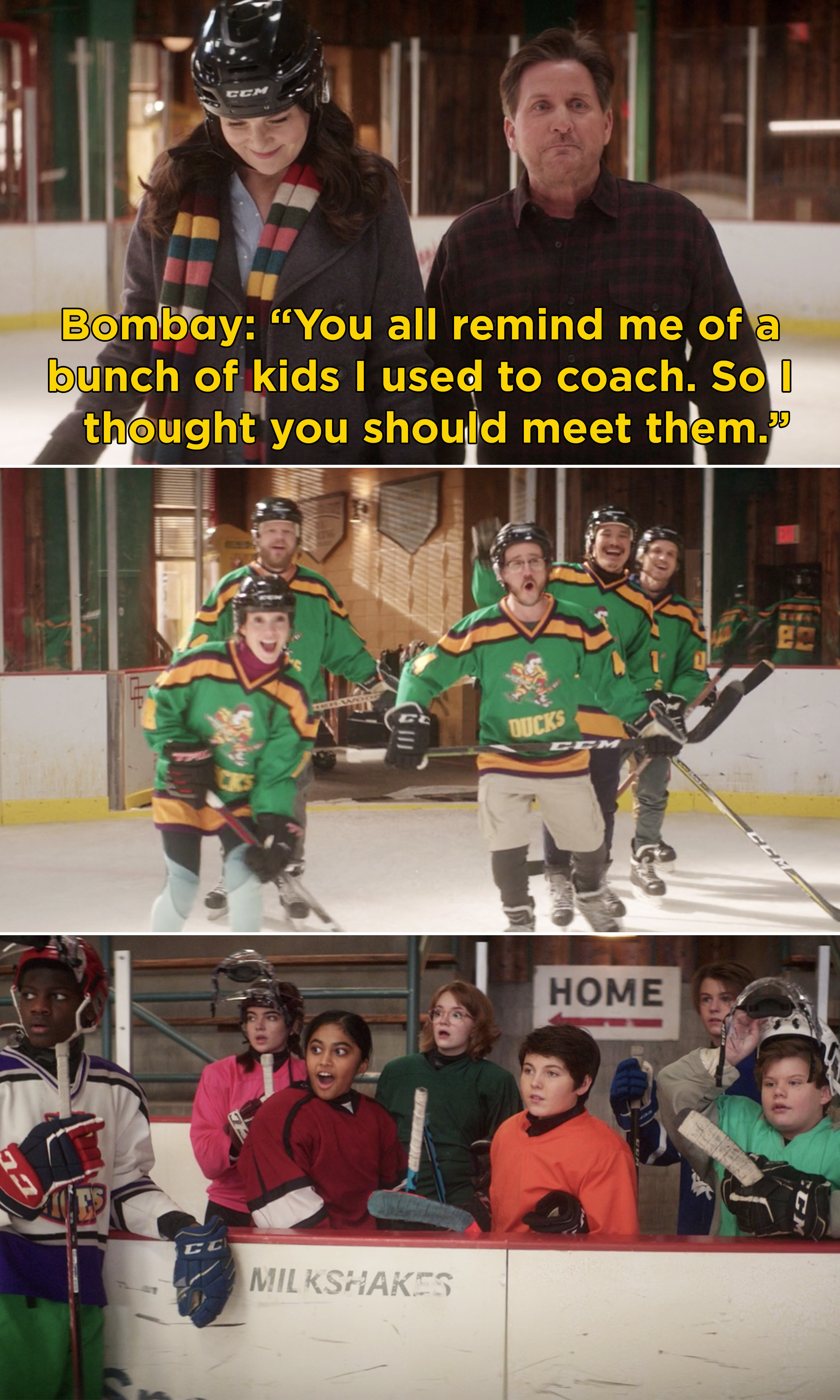 Coach Bombay saying, “You all remind me of a bunch of kids I used to coach. So I thought you should meet them&quot;