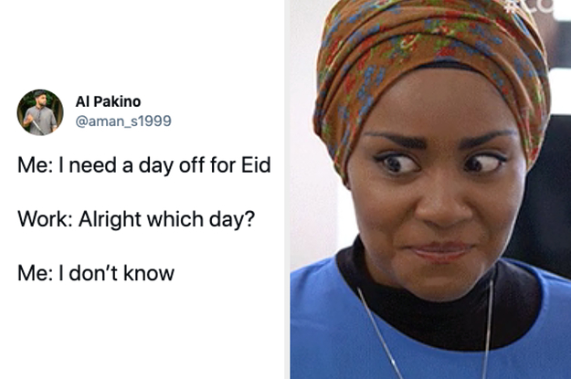 A screenshot of a tweet, a Muslim woman with an awkward look on her face