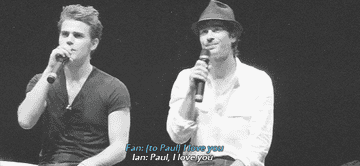 a fan says &quot;I love you&quot; to Paul, and Ian also says he loves Paul, at the Crimson Sky Convention in Vienna