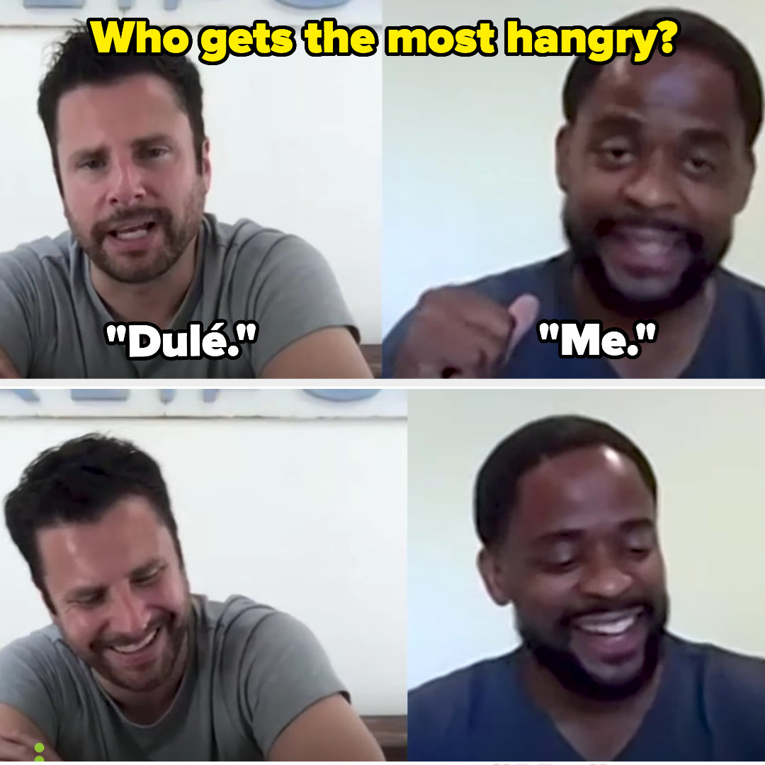 Dulé and James laughing about Dulé being the more hangry one