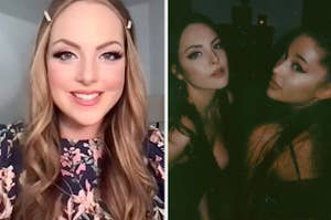 Liz Gillies and a throwback photo of Liz posing with Ariana Grande
