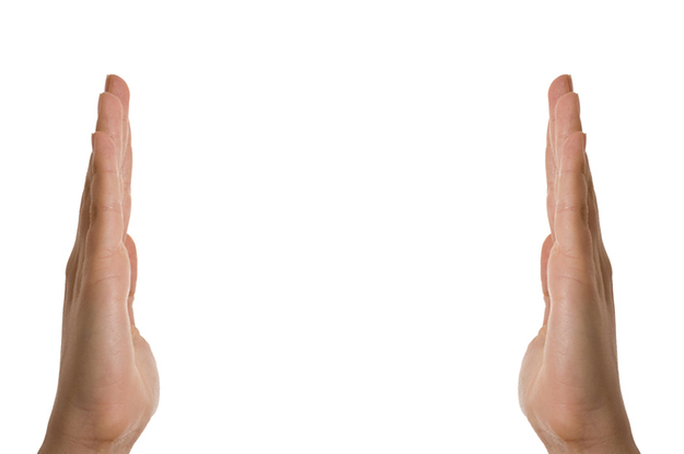 Two hands flat and apart from each other