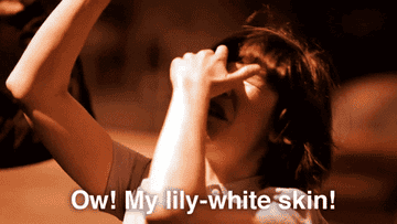Carrie on Portlandia squinting in sun and saying &quot;Ow my lily-white skin!&quot;