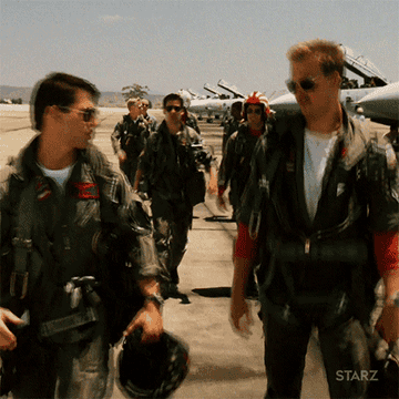 Maverick and Iceman from &quot;Top Gun&quot; high-fiving