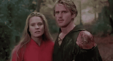 The Princess Bride and Westley turning to look at each other fondly in &quot;The Princess Bride&quot;