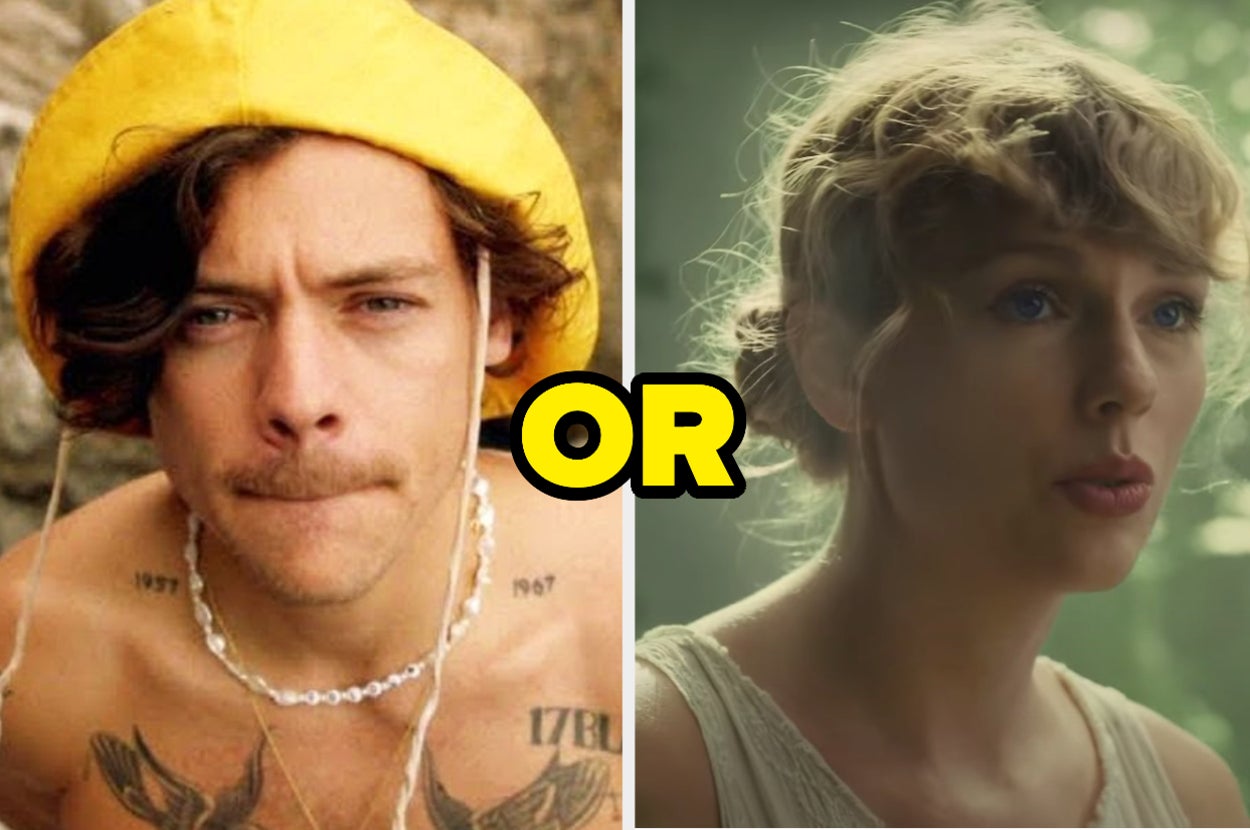 Harry Styles is on the left with Taylor Swift on the right and "OR" written in the center