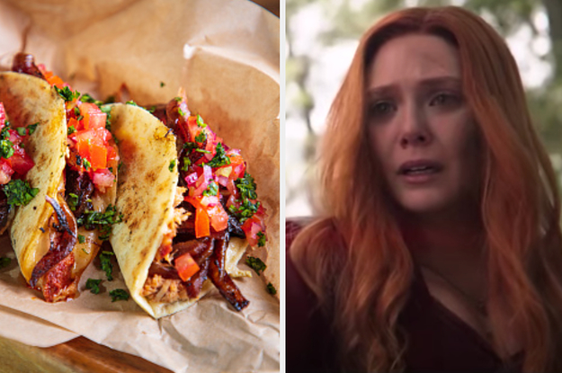 Three tacos are loaded on a plate with Wanda on the right looking worried
