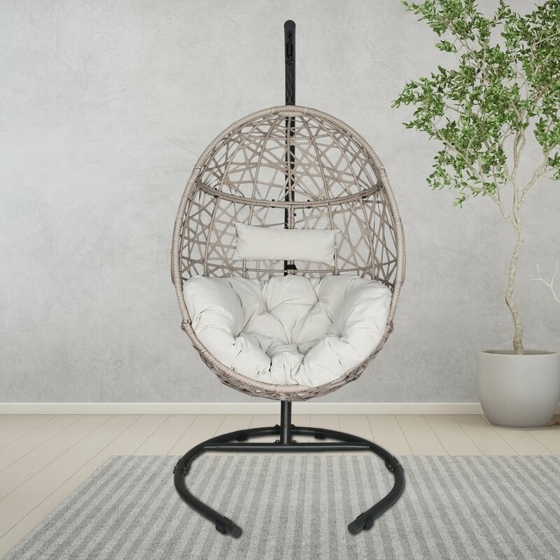 cocoon chair on metal stand