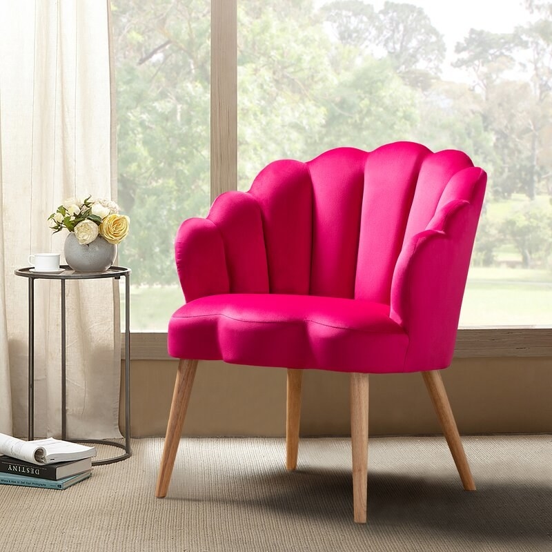 Fuscia velvet scalloped chair