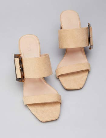 top view of the sandals in beige