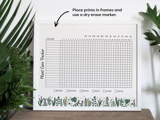 grid chart for tracking plants