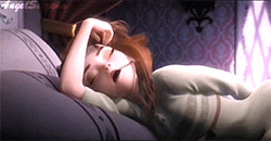 GIF of Princess Anna from Frozen sleeping and drooling on her pillowcase
