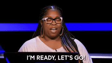 A woman saying &quot;I&#x27;m ready, let&#x27;s go!&quot;