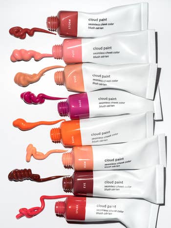 eight bottles of glossier cloud paint in all the different shades