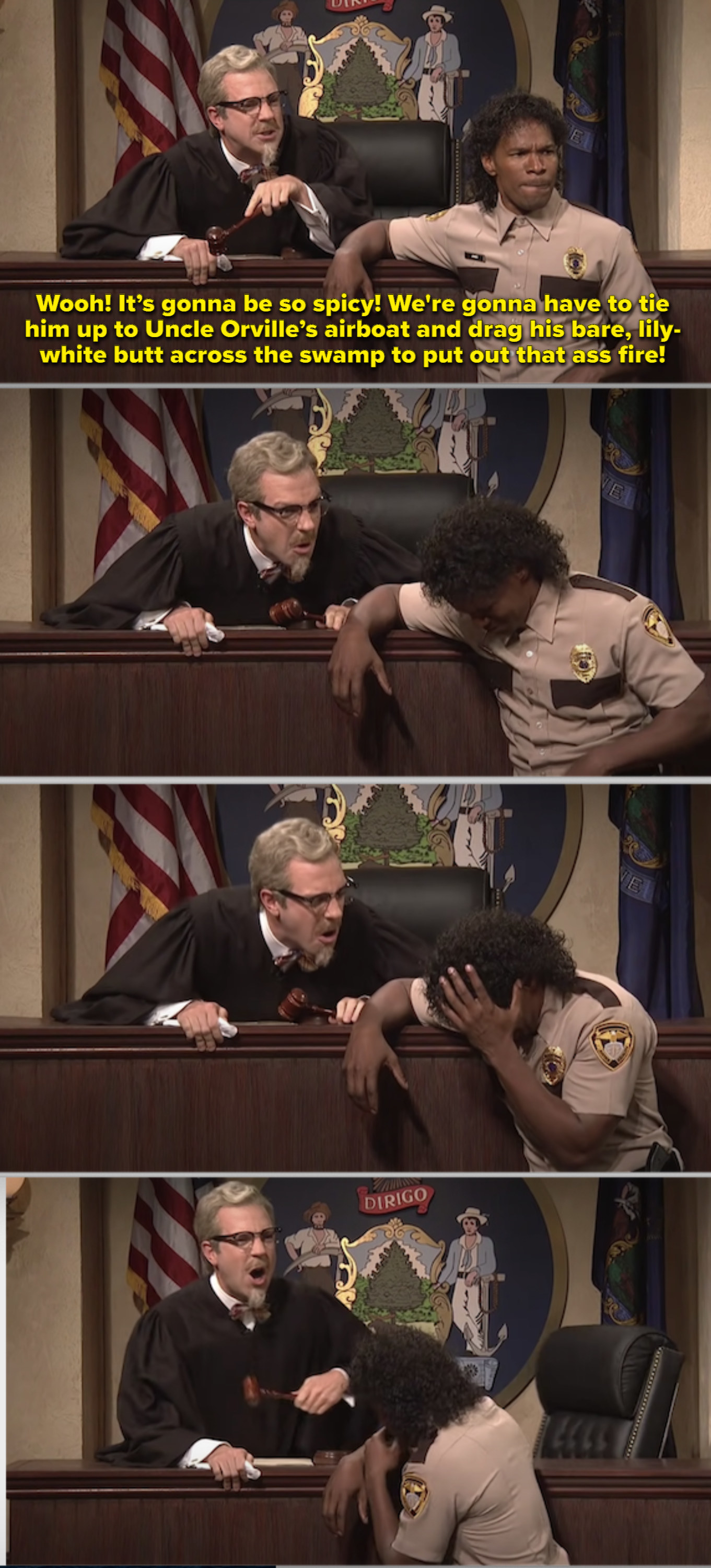 Jaimee Foxx as a plaintiff, laughing in court