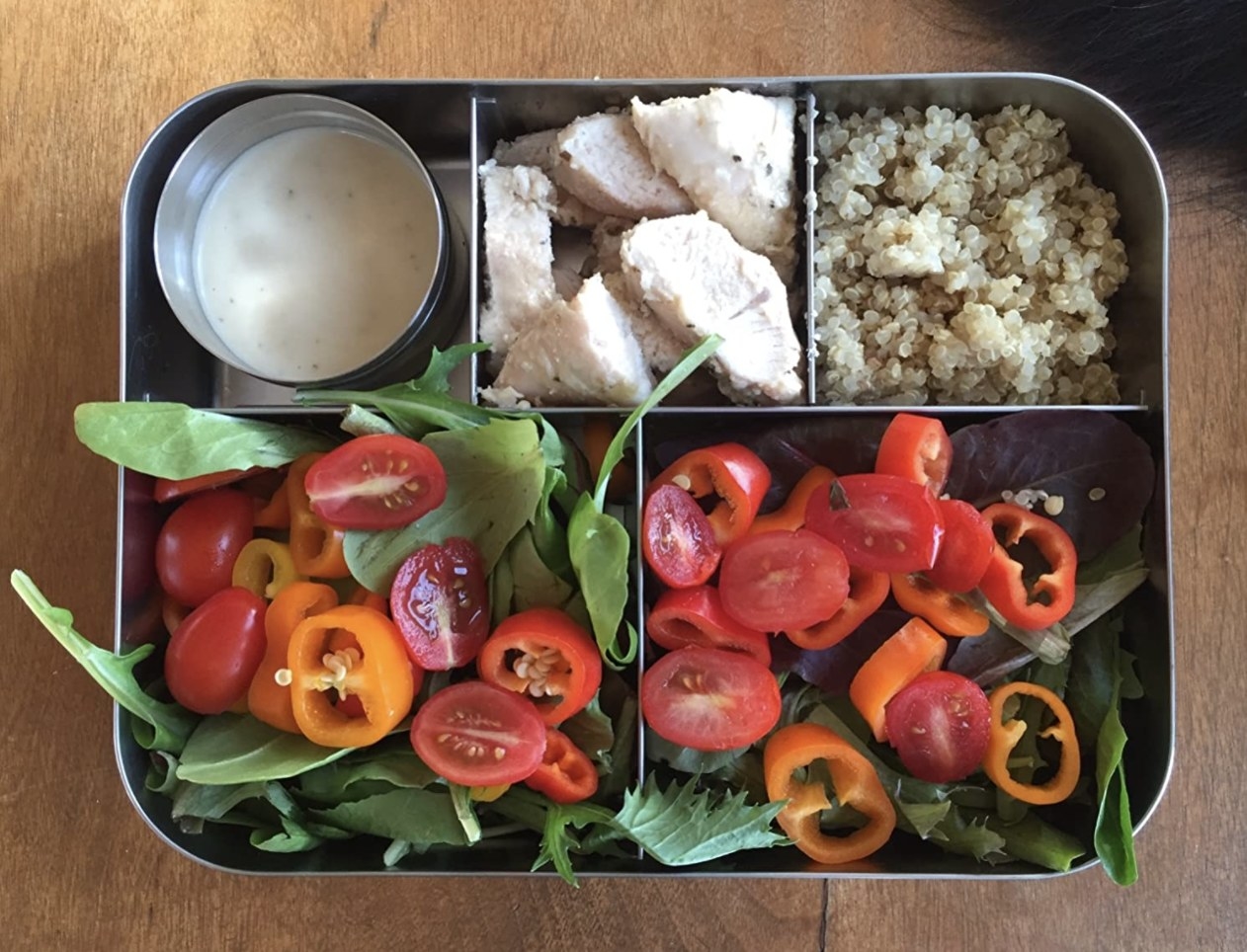 reviewer photo showing their lunch in the stainless steel bento box