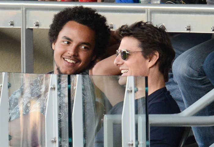 Connor smiles at his dad Tom while at a sporting event