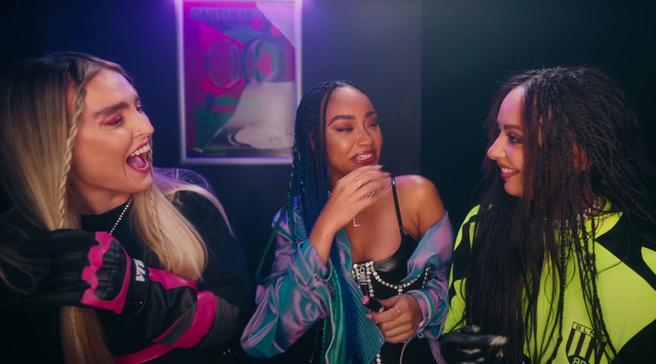 Little Mix laughing in their &quot;Confetti (featuring Saweetie)&quot; music video