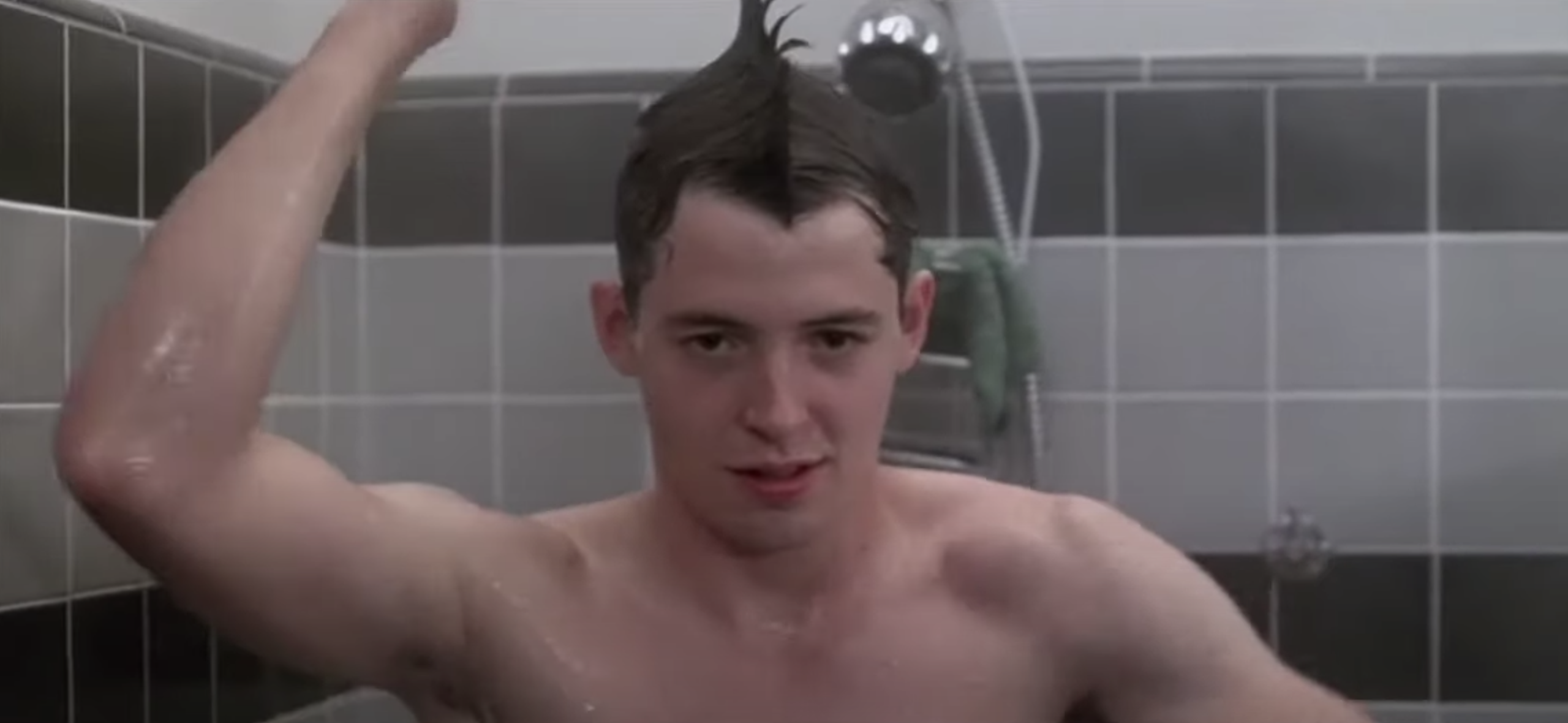 Ferris Bueller taking a shower