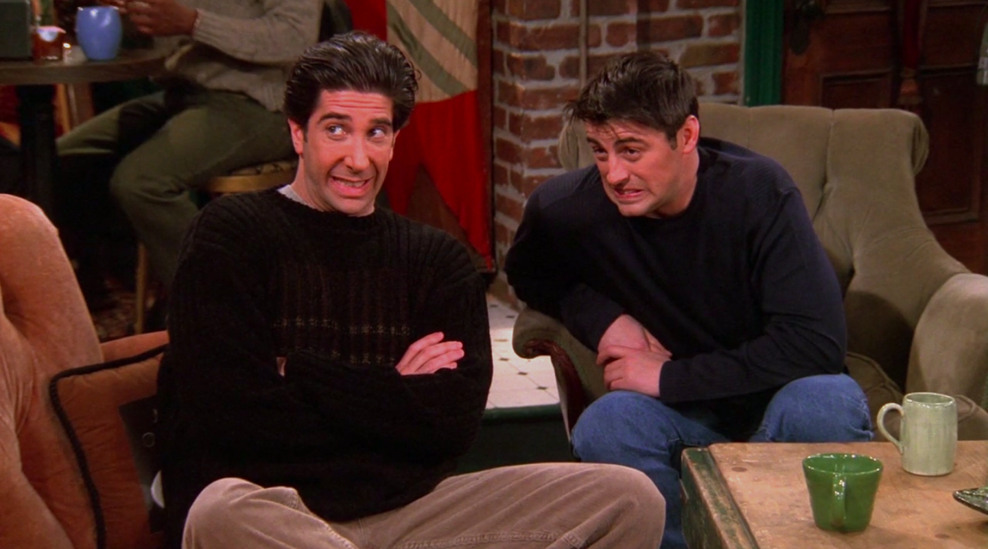 Joey and Ross from &quot;Friends&quot; cringing