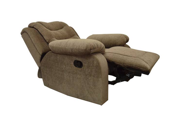 An AE Designs Rocking Recliner in olive brown.
