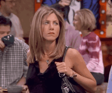 Rachel from &quot;Friends&quot; looking very annoyed while pregnant