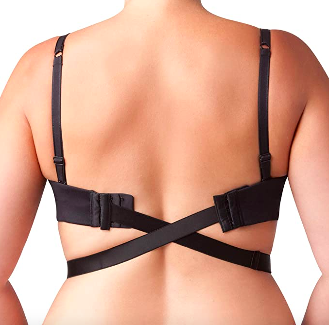 A rear view of a person wearing the bra extender