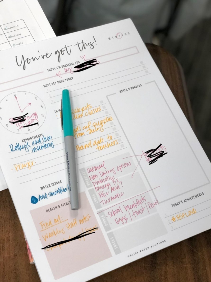 The daily planner in use
