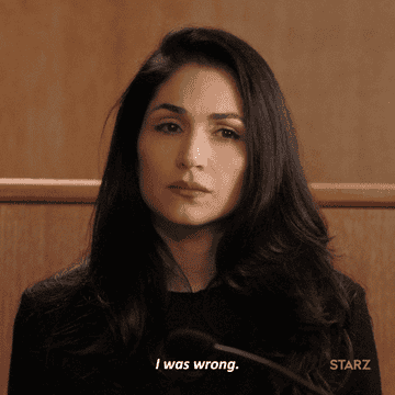 Gif of Angela from Power saying, &quot;I was wrong&quot;