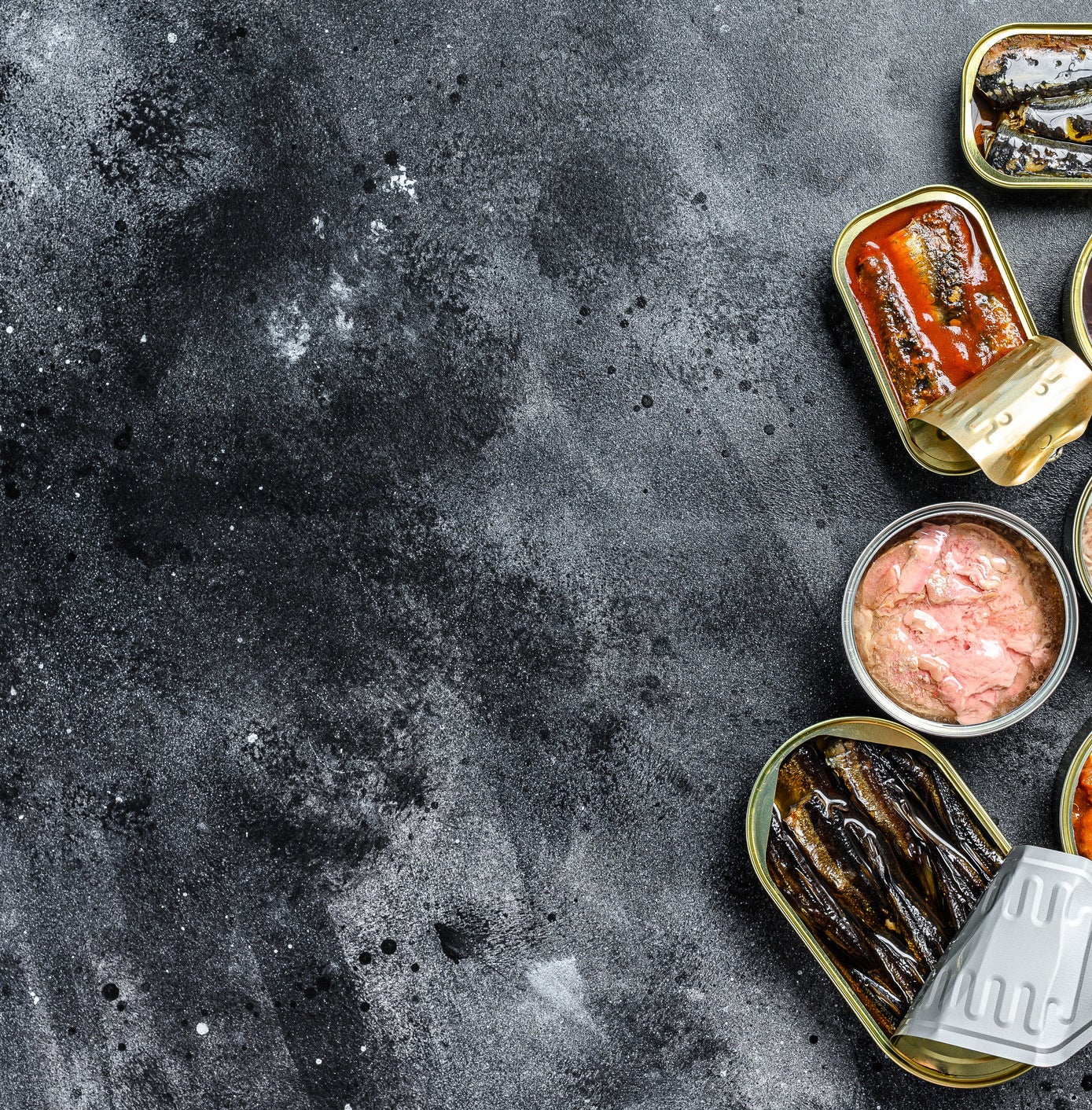 Different kinds of tinned fish