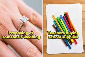 An engagement ring and the words
