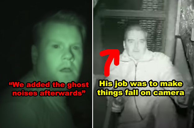 Side-by-side of two people on ghost-hunting shows in the dark