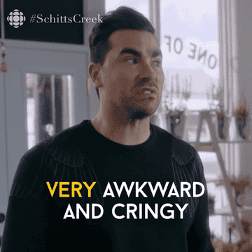 David from &quot;Schitt&#x27;s Creek&quot; saying, &quot;Very awkward and cringy&quot;