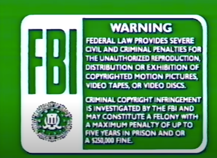 FBI warning saying reproduction illegal