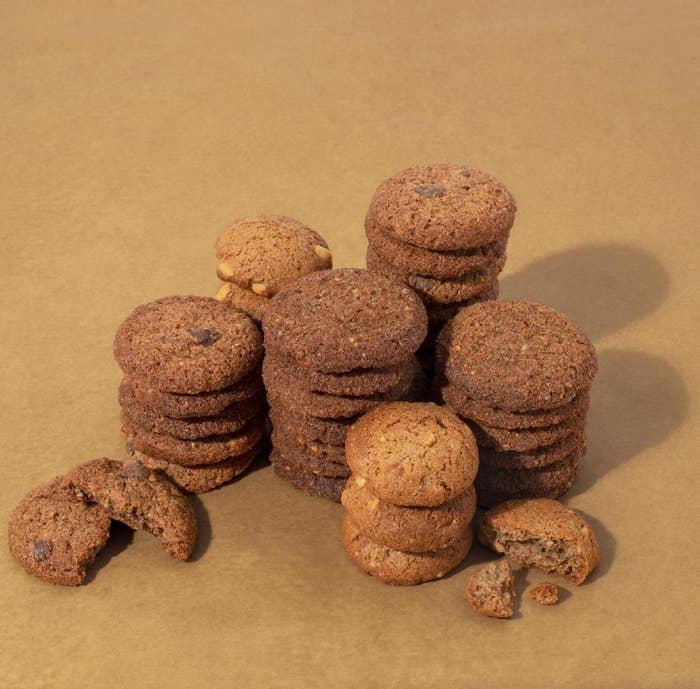 The cookies, staked.