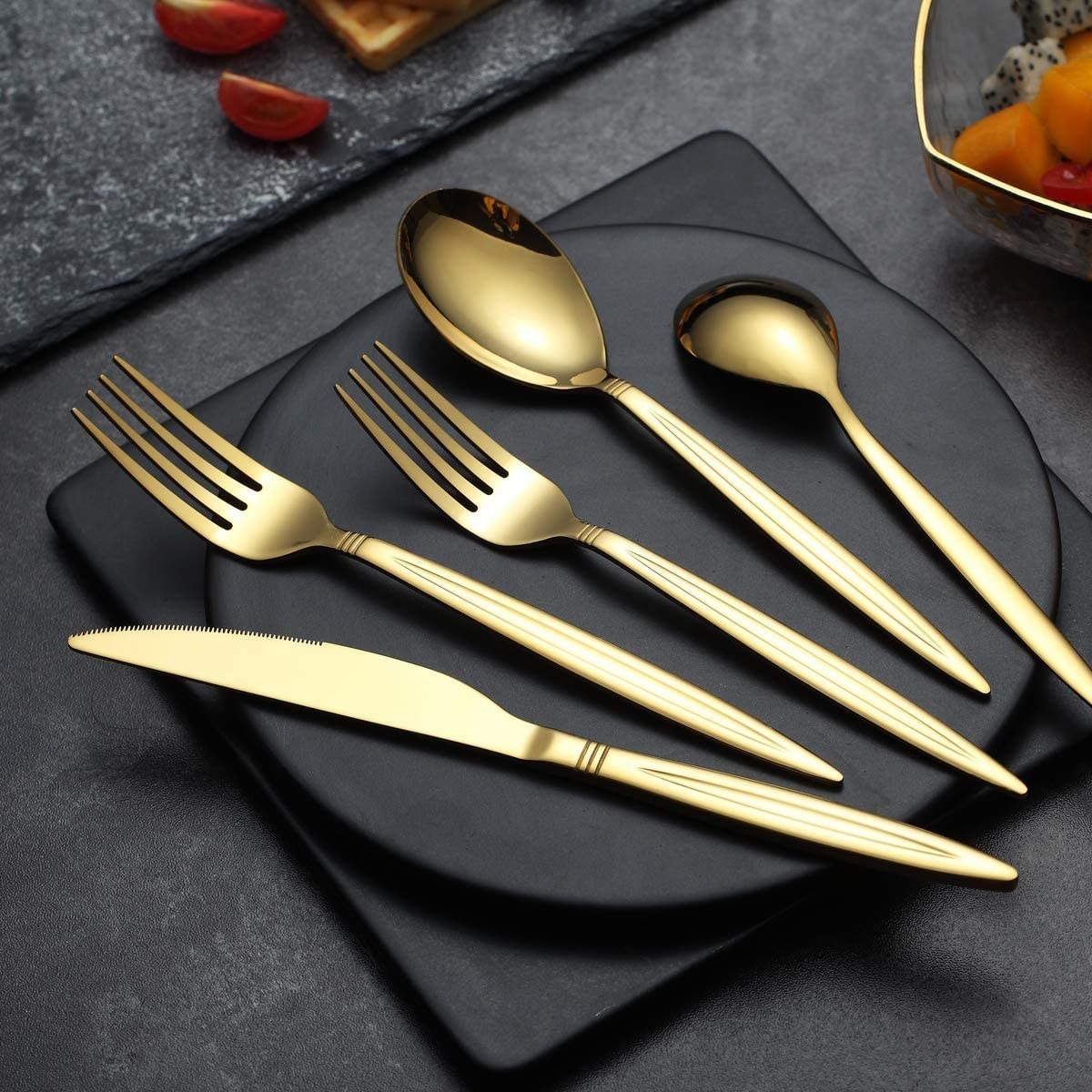 the flatware on a plate
