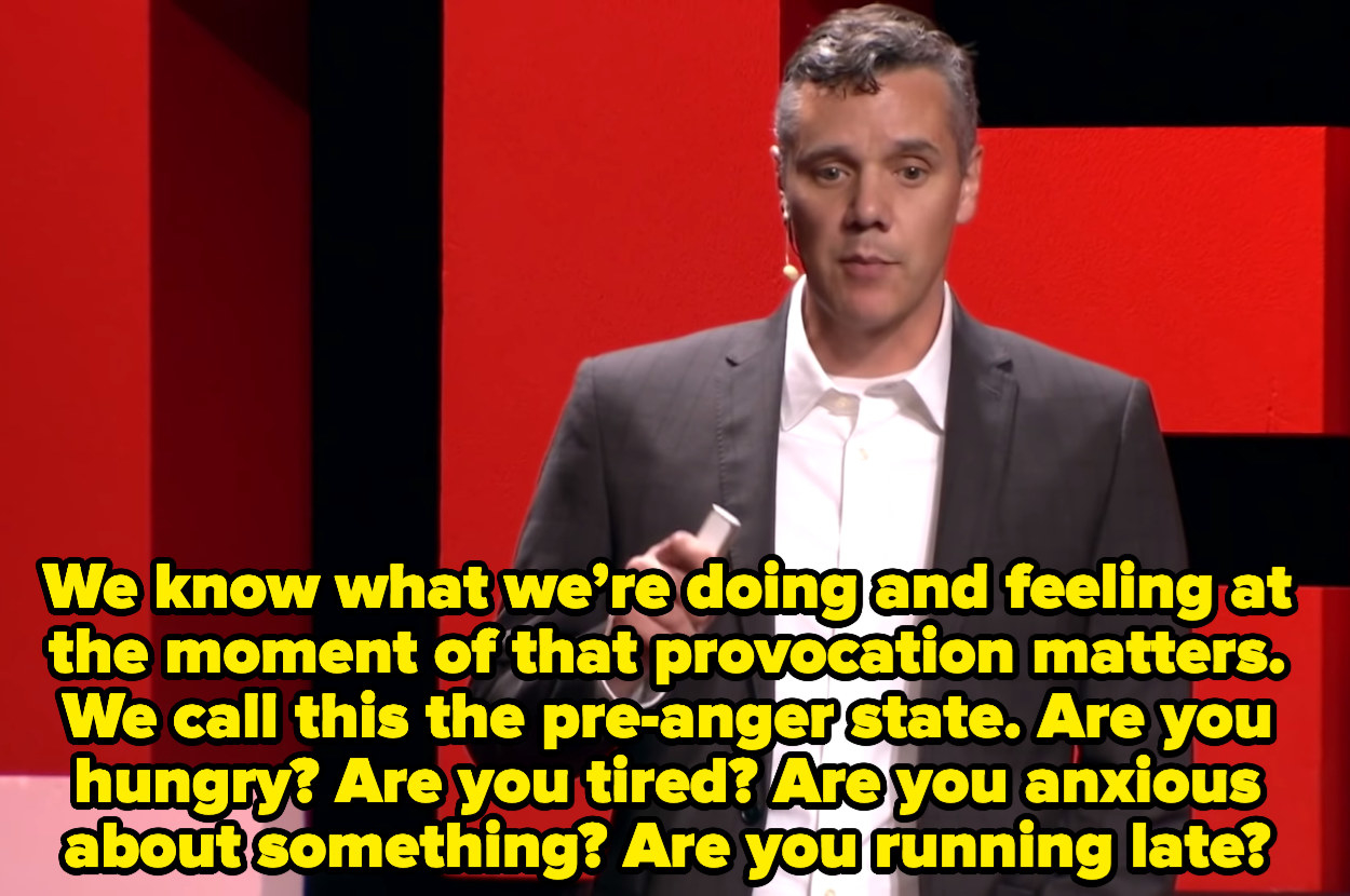 At a Ted Talk, Ryan says, &quot;We know what we’re doing and feeling at the moment of that provocation matters. We call this the pre-anger state. Are you hungry? Are you tired? Are you anxious about something? Are you running late?&quot;