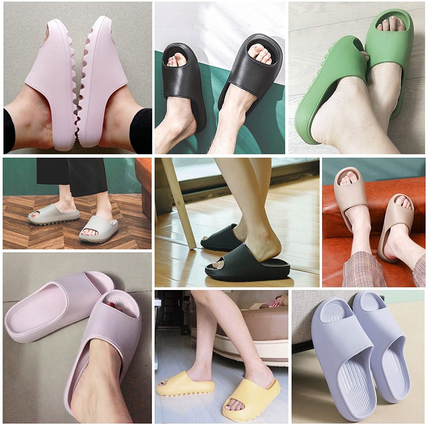 the slides in various pastel and neutral colors