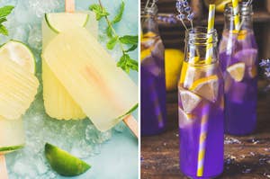 Lemonade popsicles and lavender lemonade