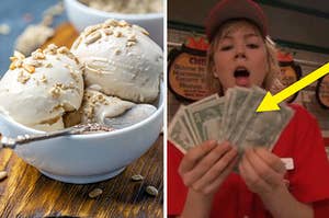 caramel ice cream and sam puckett with money